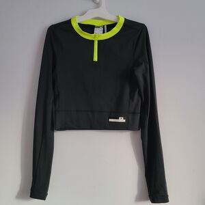 Adidas by Stella McCartney Black and Neon Green Crop Top Size S